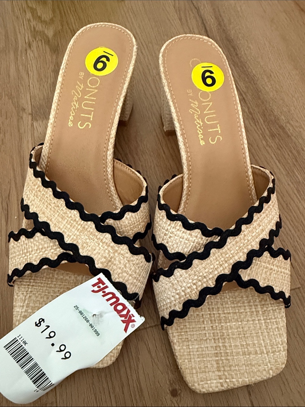Coconuts by Matisse Natural Straw Mules with Black Trim